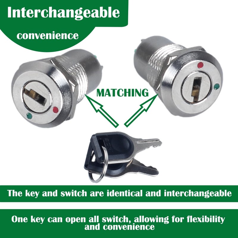 DMWD 2Pcs 12mm ON Off Metal Key Lock Switches 2Pin 2Positions Lock Maintained Latching Key Switch Control Switch - Image 5